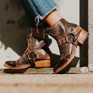 Freebird by Steven Phlow Brown Distressed Leather Ankle Boots